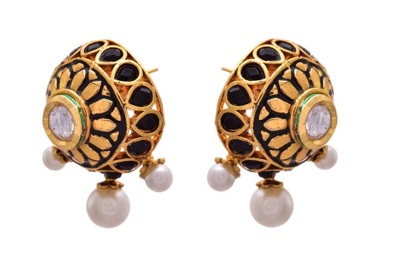 Elegant & Stunning Designer Earrings with Kundan, Pearl & Meenakari.