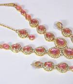 Pink Tilak stone Necklace set