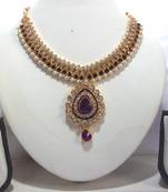 Purple pearl dulhan necklace set