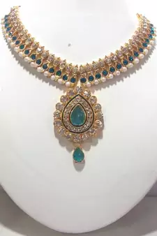 Sky Blue pearl Dulhan Necklace Set