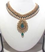 Sky Blue pearl Dulhan Necklace Set
