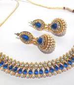 Dark blue pearl gota neckalace set