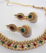Multi color pearl gota necklace set