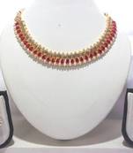 Dark pink gota necklace set