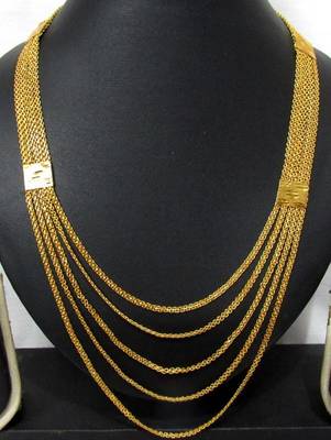 Five line Golden chain long necklace 1