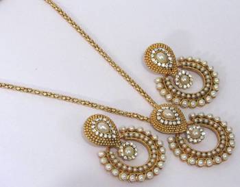 Pearl Polki Chain Necklace Set 1