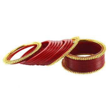 Extra Large Size  Brass & Acrylic Bangles Color Red 1