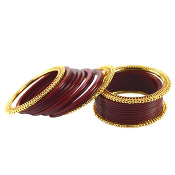 Extra Large Size  Brass & Acrylic Bangles Color Maroon 1
