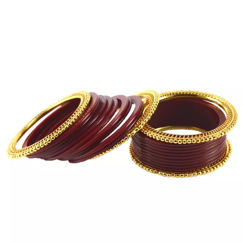 Extra Large Size  Brass & Acrylic Bangles Color Maroon