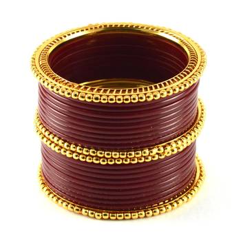 Extra Large Size  Brass & Acrylic Bangles Color Maroon 2