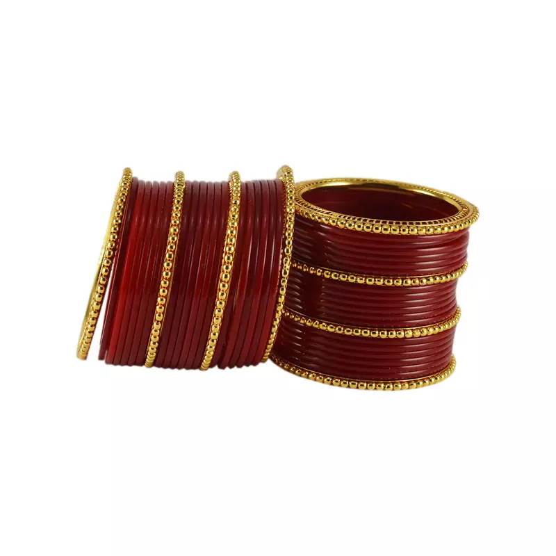 Extra Large Size  Brass & Acrylic Bangles Color Maroon