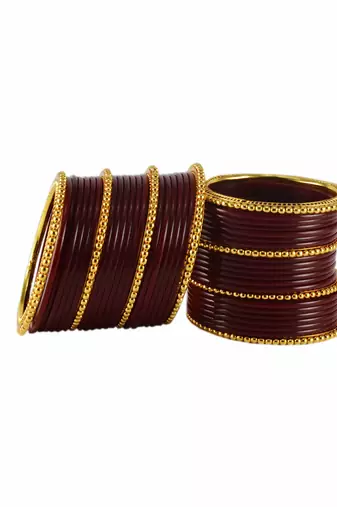 Extra Large Size  Brass & Acrylic Bangles Color Dark Maroon