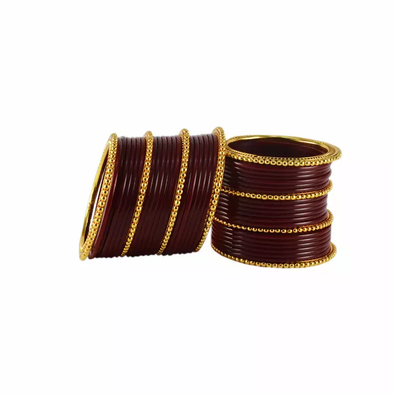 Extra Large Size  Brass & Acrylic Bangles Color Dark Maroon