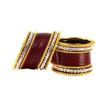 Extra Large Size  Brass & Acrylic Bangles Color Maroon 1