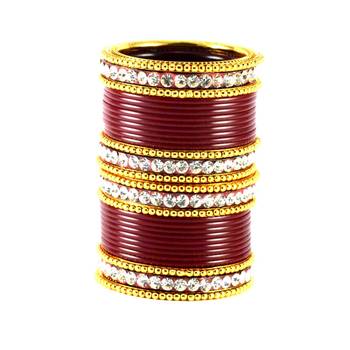 Extra Large Size  Brass & Acrylic Bangles Color Maroon 2