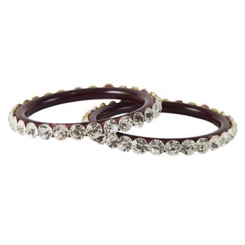 Extra Large Size  Brass & Acrylic Bangles Color Dark Maroon 1
