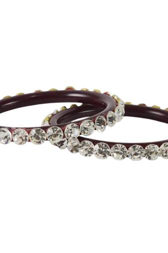 Extra Large Size  Brass & Acrylic Bangles Color Dark Maroon