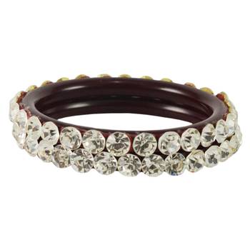 Extra Large Size  Brass & Acrylic Bangles Color Dark Maroon 2