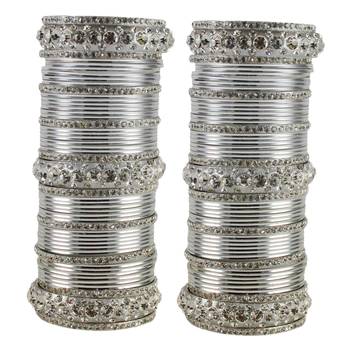 Extra Large Size  Brass & Metal Bangles Color Silver 1