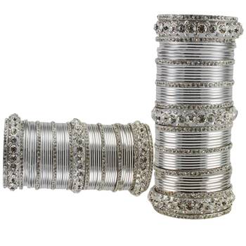 Extra Large Size  Brass & Metal Bangles Color Silver 2
