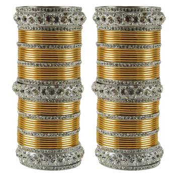 Extra Large Size  Brass & Metal Bangles Color White & Golden 1