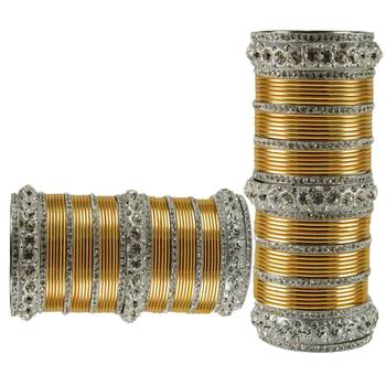 Extra Large Size  Brass & Metal Bangles Color White & Golden 2