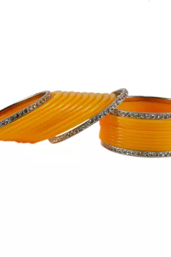 Extra Large Size  Brass & Acrylic Bangles Color Yellow