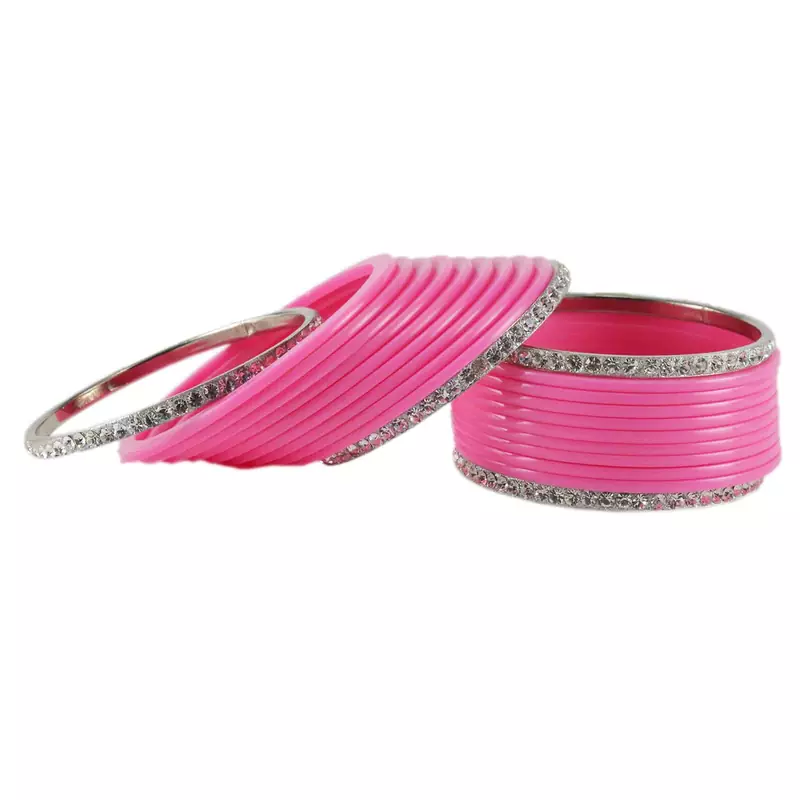 Extra Large Size  Brass & Acrylic Bangles Color Pink