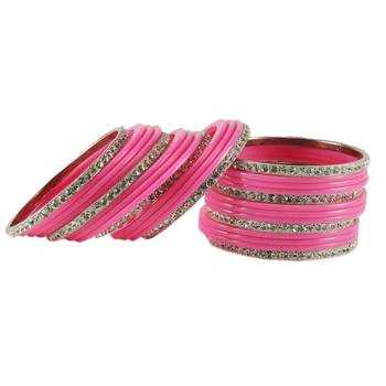 Extra Large Size  Brass & Acrylic Bangles Color Pink 1