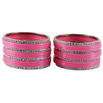Extra Large Size  Brass & Acrylic Bangles Color Pink 2