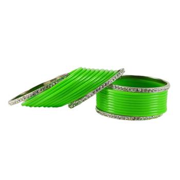 Extra Large Size  Brass & Acrylic Bangles Color Green 1