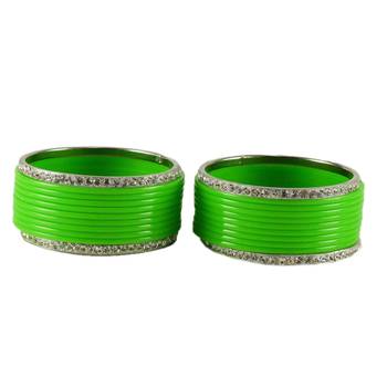 Extra Large Size  Brass & Acrylic Bangles Color Green 2