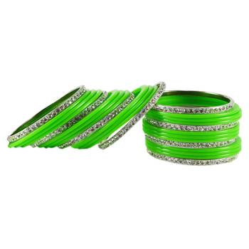 Extra Large Size  Brass & Acrylic Bangles Color Green 1