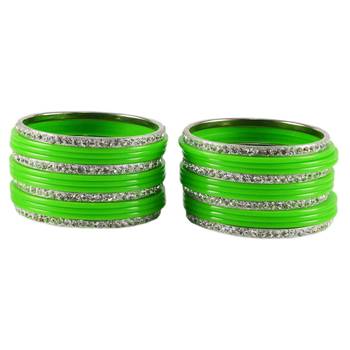 Extra Large Size  Brass & Acrylic Bangles Color Green 2