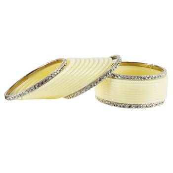 Extra Large Size  Brass & Acrylic Bangles Color Cream 1