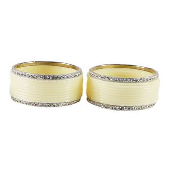 Extra Large Size  Brass & Acrylic Bangles Color Cream 2