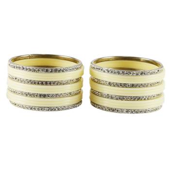 Extra Large Size  Brass & Acrylic Bangles Color Cream 2