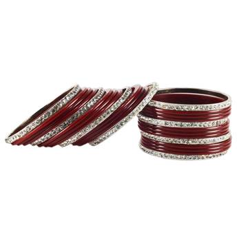 Extra Large Size  Brass & Acrylic Bangles Color Dark Maroon 1