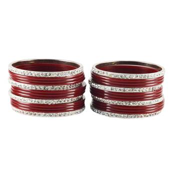 Extra Large Size  Brass & Acrylic Bangles Color Dark Maroon 2