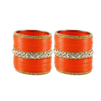 Extra Large Size  Brass & Acrylic Bangles Color Orange 1