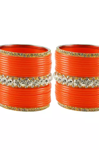 Extra Large Size  Brass & Acrylic Bangles Color Orange