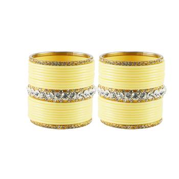 Extra Large Size  Brass & Acrylic Bangles Color Cream 1