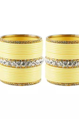Extra Large Size  Brass & Acrylic Bangles Color Cream