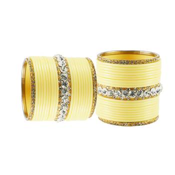 Extra Large Size  Brass & Acrylic Bangles Color Cream 2
