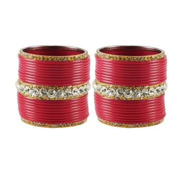 Extra Large Size  Brass & Acrylic Bangles Color Gajri 1