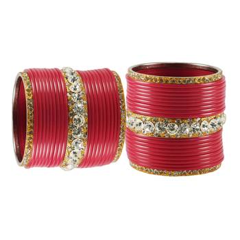 Extra Large Size  Brass & Acrylic Bangles Color Gajri 2