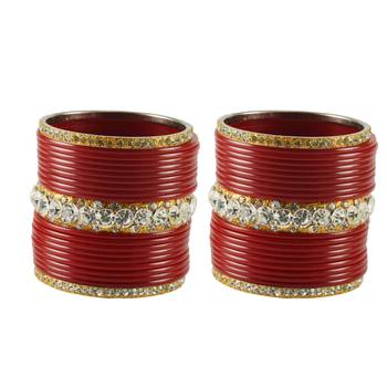 Extra Large Size  Brass & Acrylic Bangles Color Maroon 1