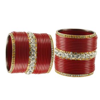 Extra Large Size  Brass & Acrylic Bangles Color Maroon 2