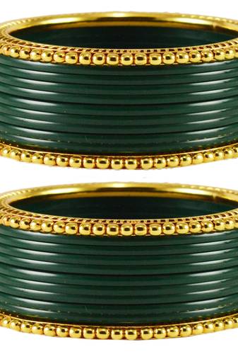 Extra Large Size  Brass & Acrylic Bangles Color Dark Green