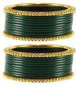 Extra Large Size  Brass & Acrylic Bangles Color Dark Green